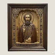Святой Сергий Радонежский икона из ясеня — необычный подарок — фотография 1