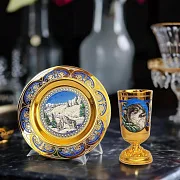 Винная чарка с блюдцем "Волк". Златоуст — оригинальный подарок — фотография 1