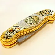 Дамасский складной нож «Медведь» — оригинальный подарок — фотография 3