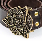 Подарочный ремень из кожи «Звезда Руси — оберег» — фотография 3