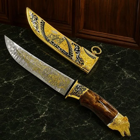 Дамасский нож «Волк» №3 в коробке — красивый подарок