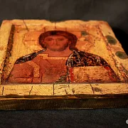 На память: Икона "Христос Вседержитель" дерево, ручная работа — фотография 3