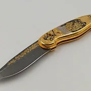 Дамасский нож «Рысь за зайцами» — красивый подарок — фотография 3