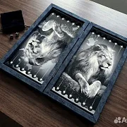 Подарочные нарды под стеклом «Царь зверей» — фотография 2