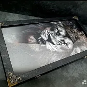 Нарды под стеклом «Лев» — оригинальный подарок — фотография 8