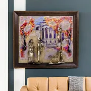 Ручная работа: Картина «Вечерняя прогулка. Ессентуки» на ониксе с подсветкой — фотография 1