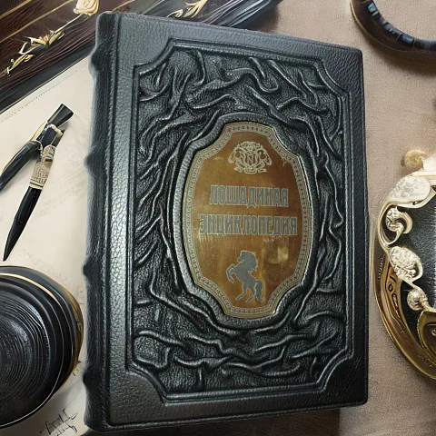 Лошадиная энциклопедия Невзорова в кожаном переплёте — книга — необычный подарок